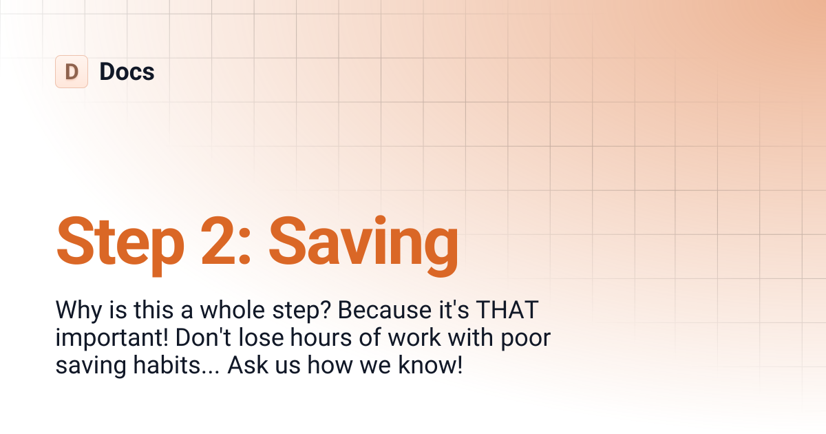 Step 2: Saving | Docs