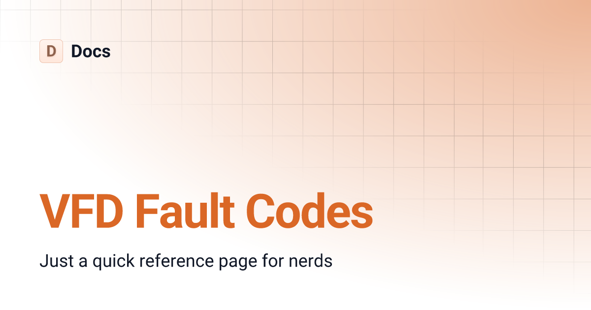 VFD Fault Codes Docs