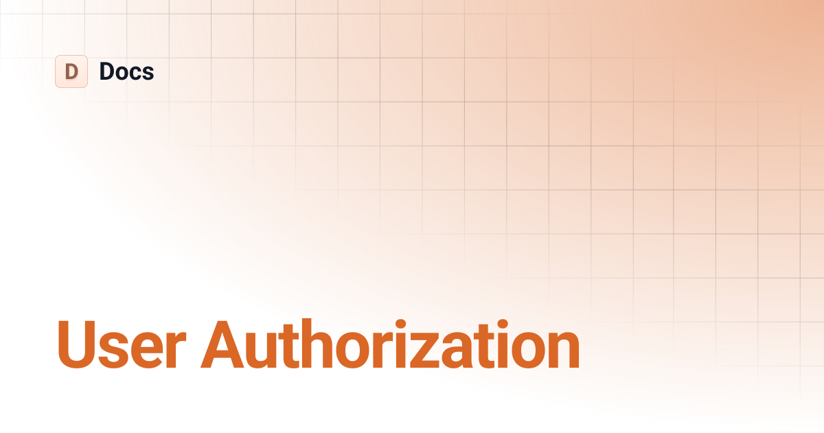 User Authorization | Docs