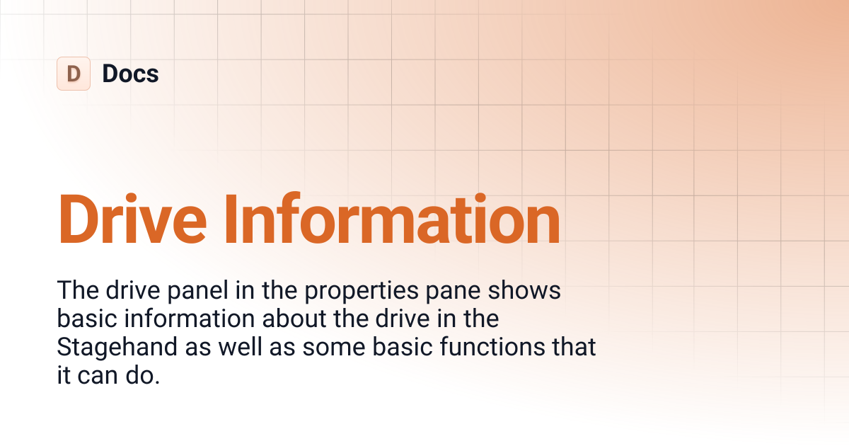 Drive Information | Docs